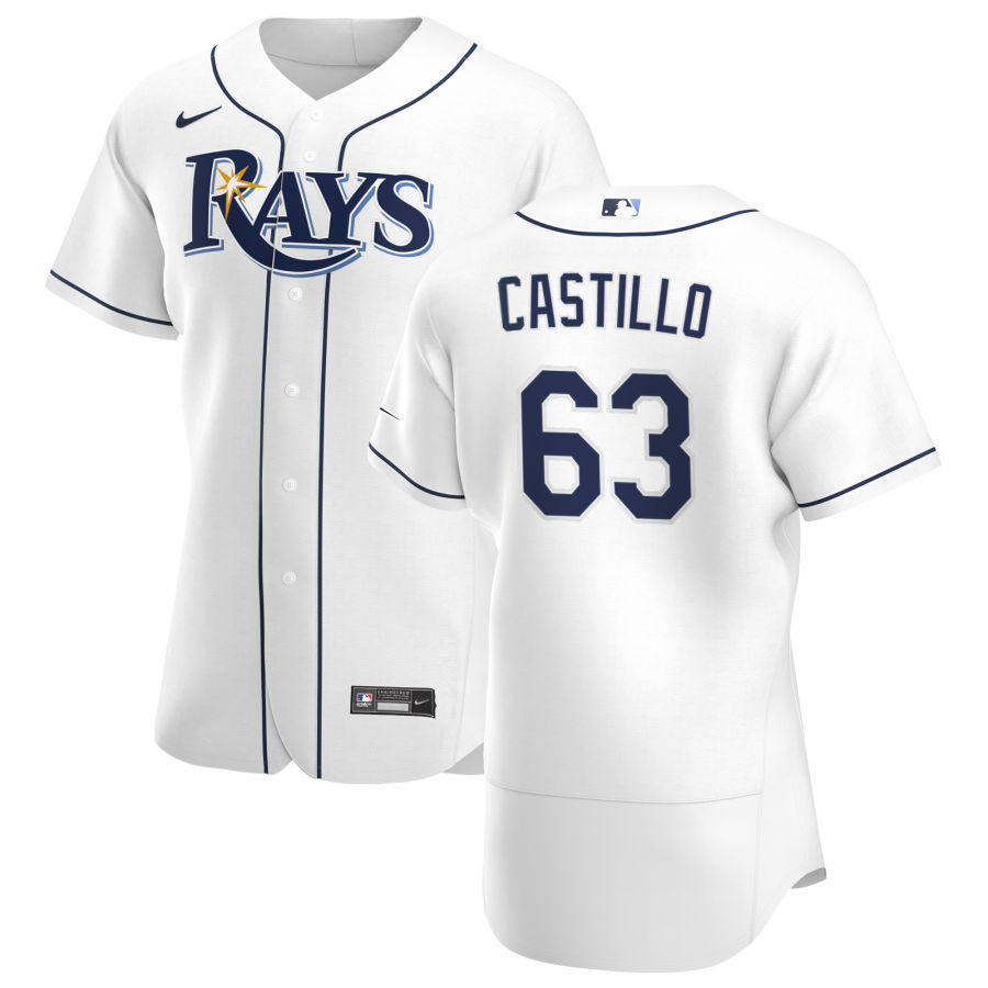 Tampa Bay Rays #63 Diego Castillo Men Nike White Home 2020 Authentic Player MLB Jersey